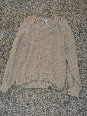 H&M Metallic Beige Crewneck Sweater